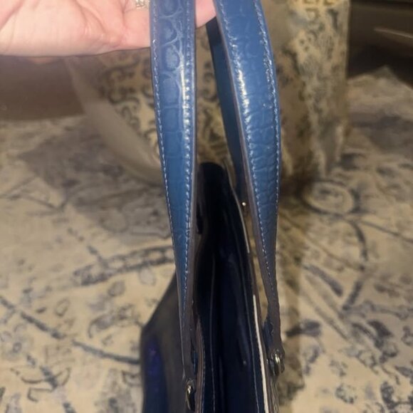 Kate Spade Croc Embossed Bristol Drive Elissa Tote Bag Blue - Picture 9 of 10